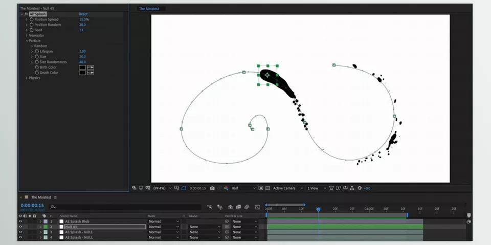 Aescripts - Splash - Add procedurally generated liquid particles to any layer and control them
