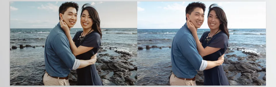 Hawaii Love story 4 Lightroom Presets for PC - Soft tones meet golden light in this intimate beach moment
