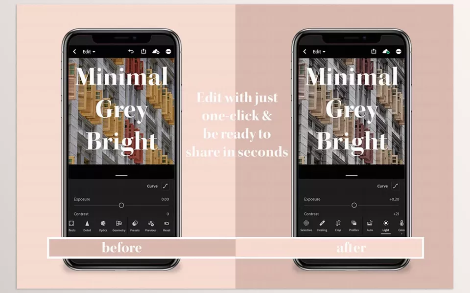 Creative Market - Minimal Grey Lightroom Mobile Preset - A soft, muted touch that turns everyday moments into timeless visuals.