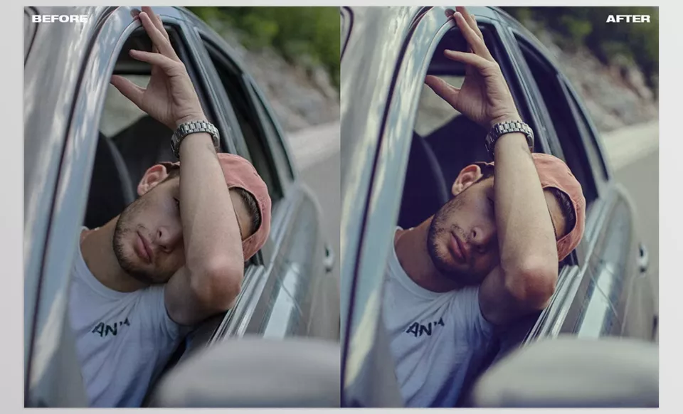 Creative Market - Retro Film LUT Presets Photoshop - Cool shadows and soft highlights bring cinematic nostalgia to life.