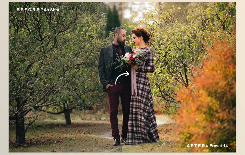 Creative Market - Fall Wedding LR and PS Presets - Easily customizable to suit your image.