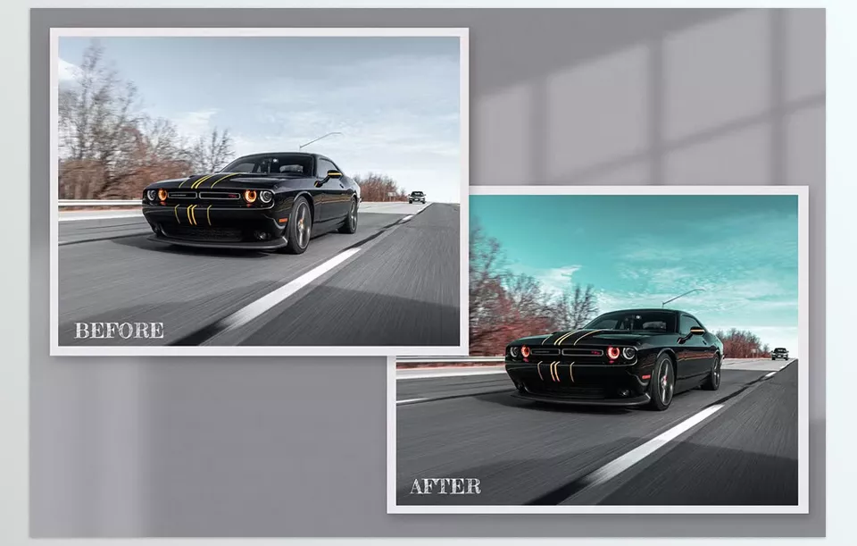 Automotive Lightroom Photoshop LUTs - These car photography filters are ideal for sports lifestyle photography, Instagram posts, motorcycle and bike photography, car race bloggers, and studio photography.