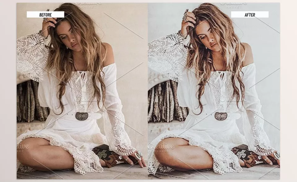 Creative Market - Lightroom Presets Boho White - Perfect for adding a bold, atmospheric vibe to any image.