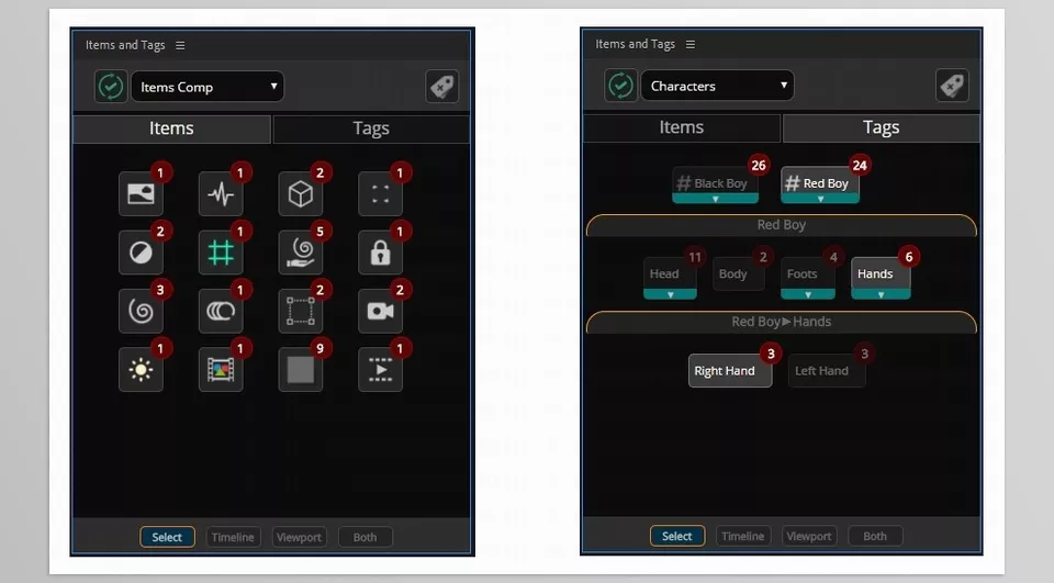 Items and Tags - Create and manage tags and sub-tags using drag and drop UI