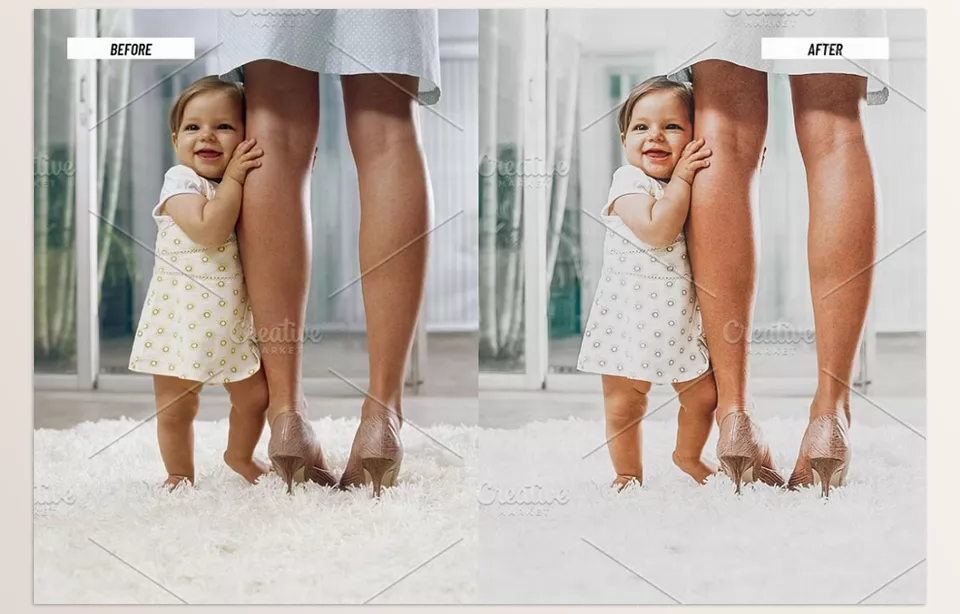Creative Market - Lightroom Presets Bright White  - Enhance your images with subtle warmth and pastel hues that add a gentle glow and timeless elegance to your photos.