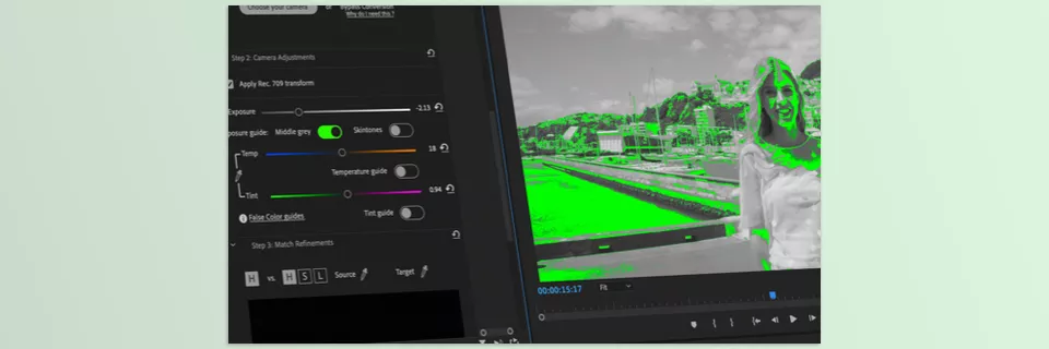 CineMatch - Utilize the built-in False Color guides to quickly adjust exposure and white balance on your clips, ensuring your footage starts at a neutral baseline, ready for creative grading.