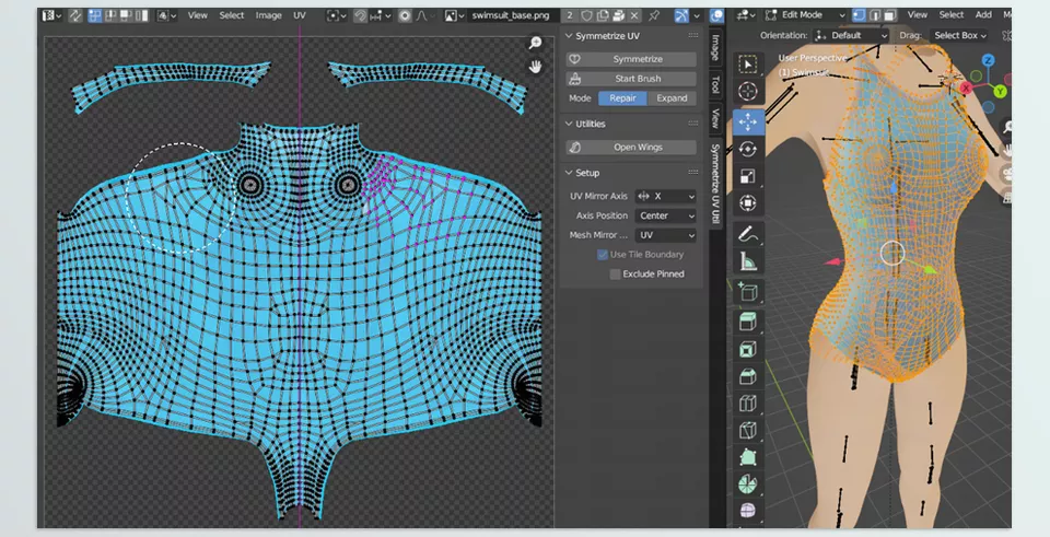 Symmetrize Uv Util - detect the structure of your mesh and adjust each UV vertex automatically.