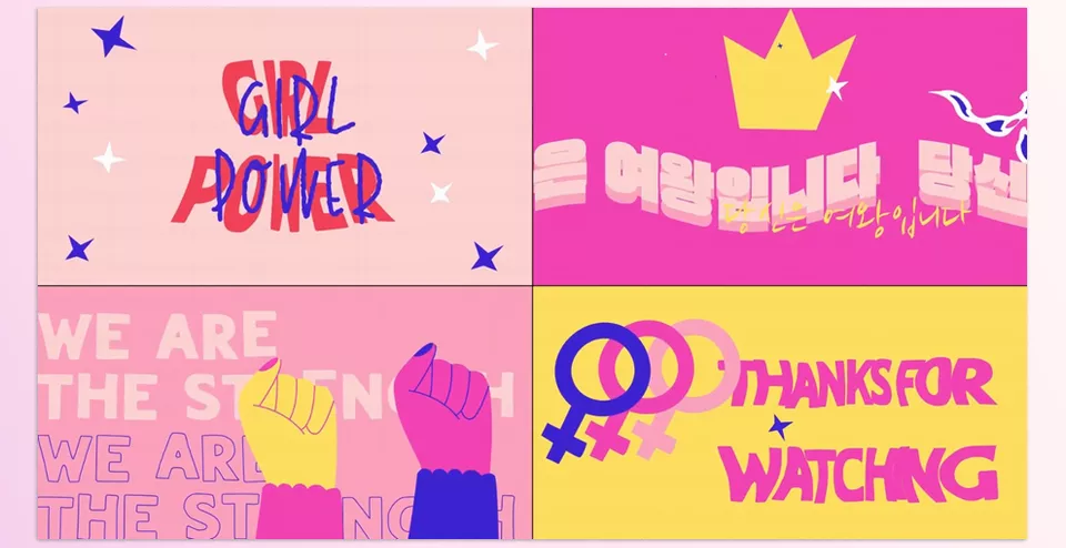Girl Power Typography Scenes for After Effects - Easily customize scene colors and add your text in just a few clicks using intuitive controllers and placeholders.