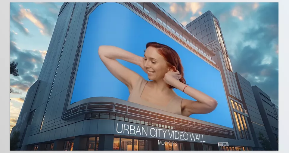 Urban City Video Wall Mockups - 6 Scenes with loop for endless time.