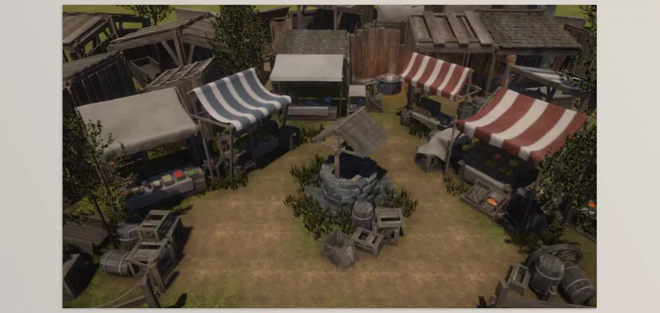 Medieval Mega Marketplace - Quickly make scenes and use my custom modules, or build your own full supply of market tents, shops, workbenches, and crafting areas!