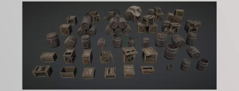 Medieval Mega Marketplace - An assortment of Modules have been made to help you to create fast scenes with all the pre-builts for market stall tents, and workshops.
