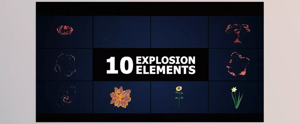 Videohive - Combined Explosion Elements Premiere Pro MOGRT - features vibrant, hand-drawn explosion energy animations that are ideal for enhancing your projects with dynamic effects.