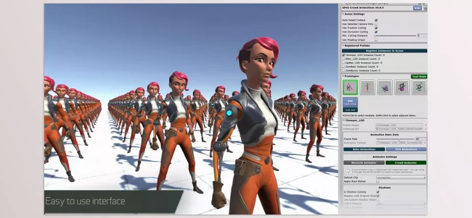 GPU Instancer Crowd Animations - Easy to use interface.