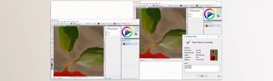 Artweaver Plus - It enables collaborative work on the same document with other artists via LAN or the Internet.