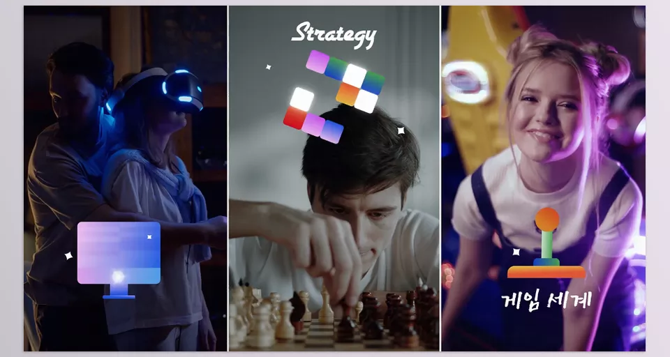 Games Icons And Titles for Davinci Resolve - Each title includes customizable colors and editable text, allowing for personalized designs.