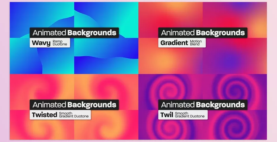 Animated Backgrounds Pack For Premiere Pro - 200 Unique Designs with 4 Animations and Variations.