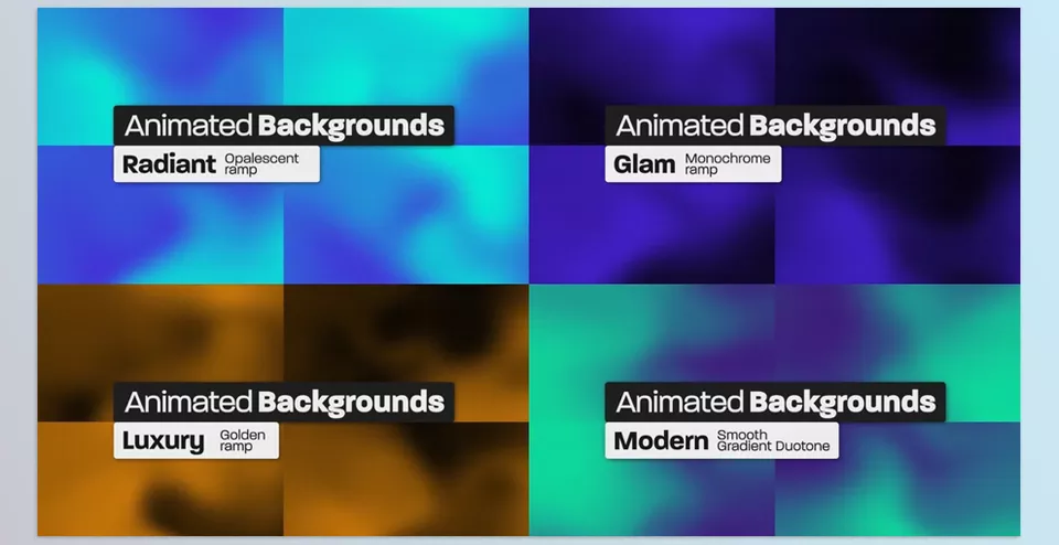 Animated Backgrounds Pack For Premiere Pro - All backgrounds are consolidated into a single graphics clip.