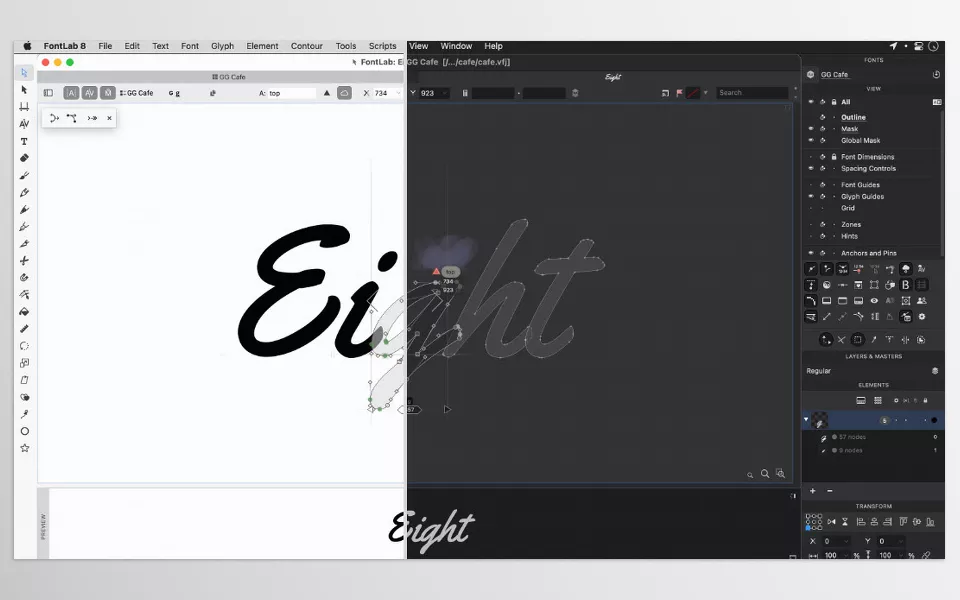FontLab - FontLab features a revamped user interface, offering two color modes: dark and light.