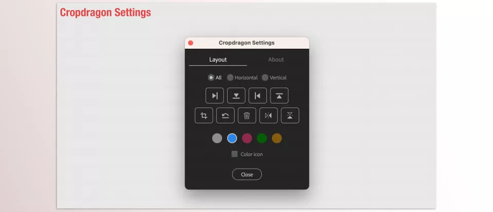 Cropdragon - If you select the Color Icon checkbox, the icon will consistently be shown in the chosen color.