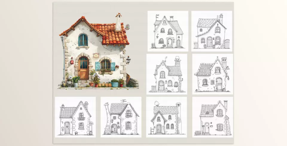 Cartoon House 95 Procreate Stamps - Transform your digital canvas into a whimsical wonderland!