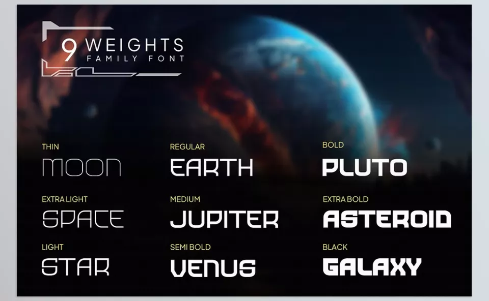 Creative Market - Klovir - a versatile display font with a sleek, futuristic style.