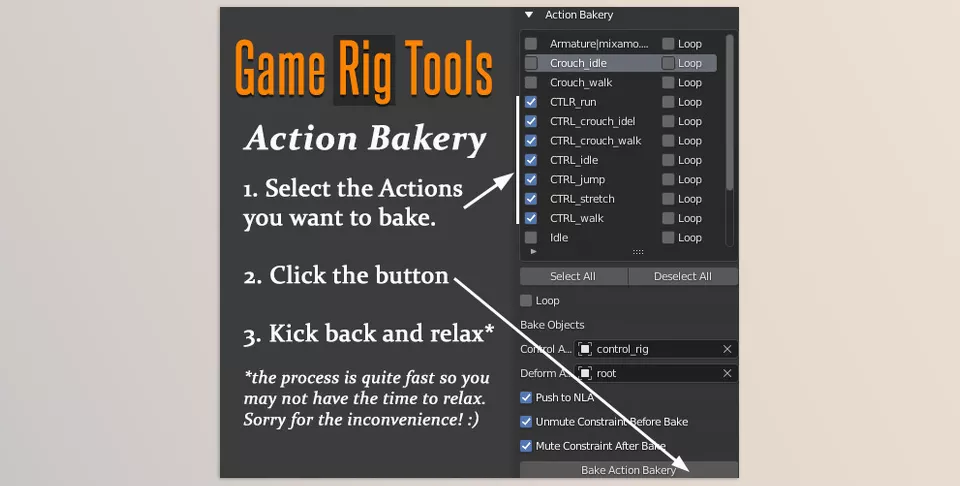 Game Rig Tools - Generate a Deform Rig from an existing Control Rig