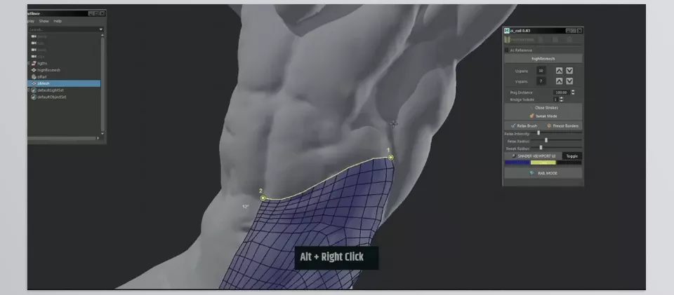 Vertexture - ziRail - Use the Relax and Move Brushes to manipulate and refine your mesh with precision.
