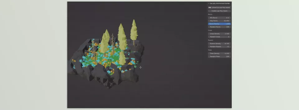 CGCOOL - Low Poly Environment Builder - A serene landscape of low-poly islands surrounded by tranquil waters, perfect for stylized animations or game environments.