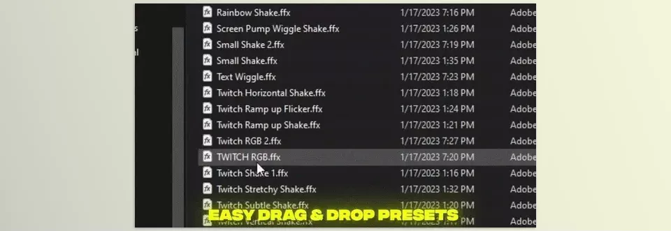 ShakeyTime Shake Presets Pack - Add dynamic motion and impact to your footage with customizable shake effects, perfect for high-energy visuals.