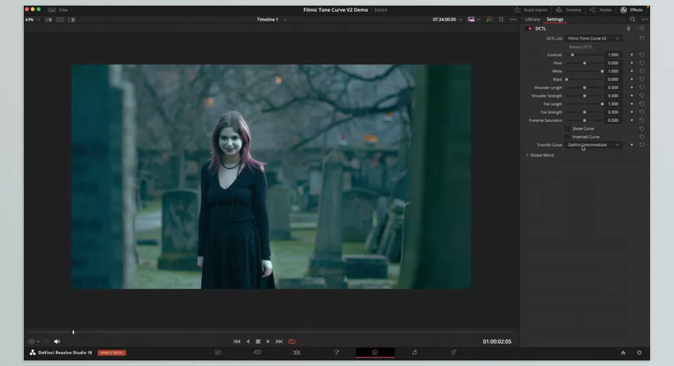 Filmic Tone Curve - Experience the magic of film-like contrast with this innovative tool, transforming your digital images into cinematic masterpieces.