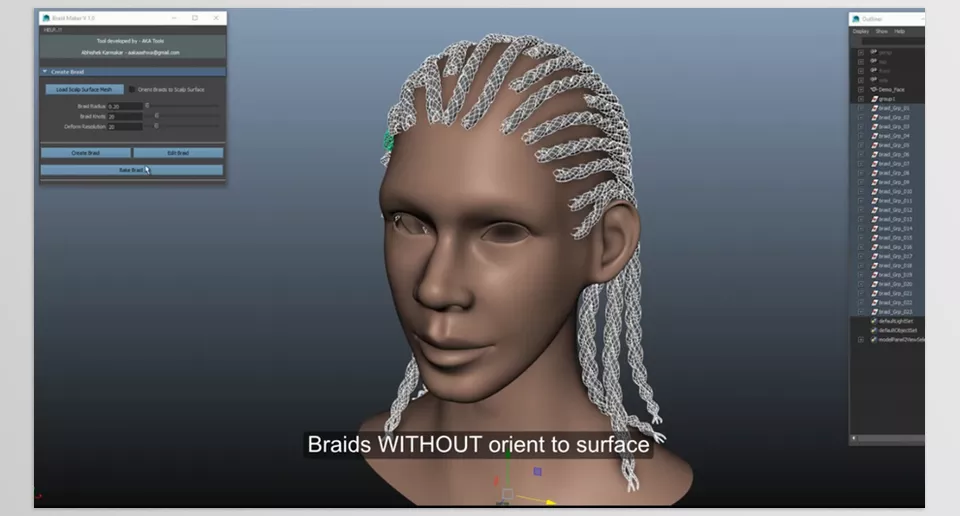 Braid Maker for Maya - Braid designer for creative individuals and those who would love to be creative with this tool.