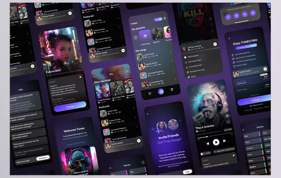 Tuneo AI Music Maker - Take a look at the jaw-dropping interface and step into tomorrow's music creation.