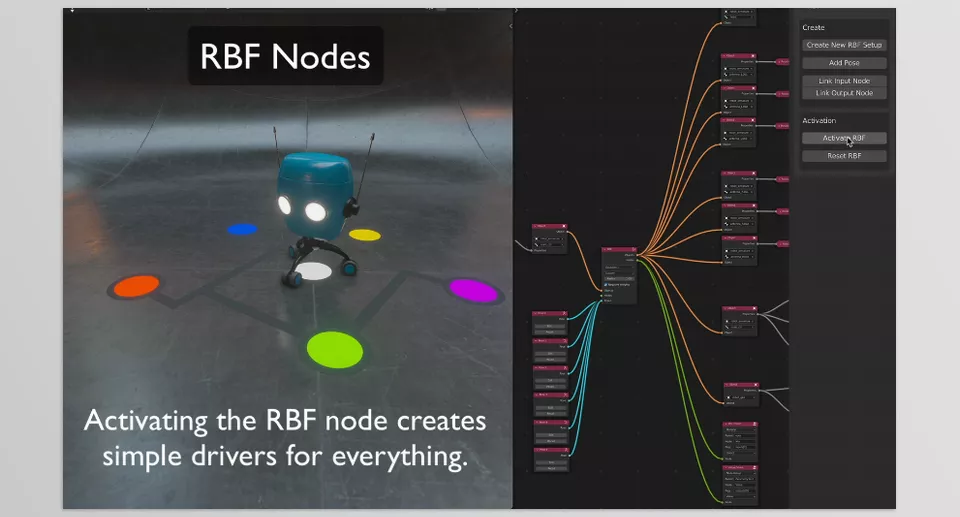 RBF Nodes for Blender - Enjoy synchronized animation for different components of the model, enabling sophisticated and intricate designs.