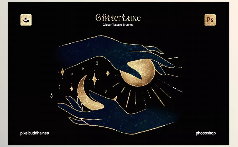 Creative Market - Photoshop Glitter Texture Brushes  - Use glitter to add the final touches to your designs to help embellish festive themes.