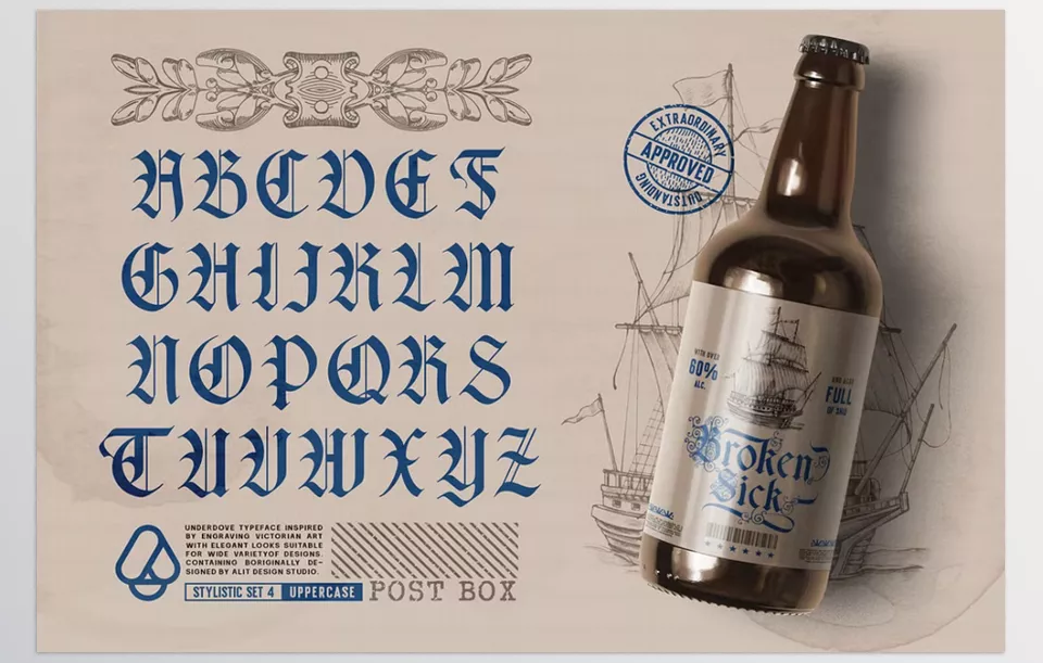 Creative Market - Underdove Typeface - Typefaces inspired by historical beauty and modern creativity will sharpen the appearance of your designs.