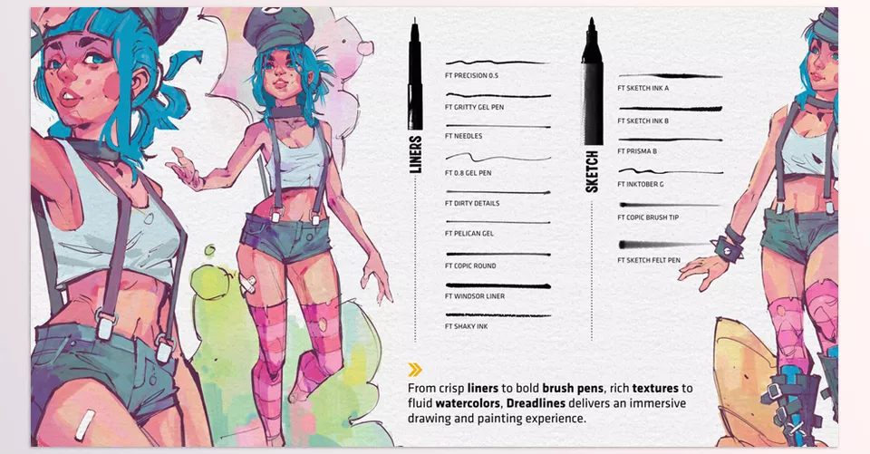Dreadlines Brushes for Clip Studio Paint - Unleash your artistic abilities with these All-purpose brushes.