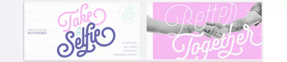 My Fonts - Selfie Neue Rounded - Showcase your creative Selfie Neue Rounded, combining caps and its playful icons.