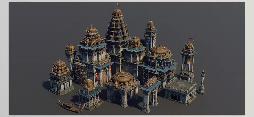 CHOLA NADU Kitbash Set - These assets may be used in any ongoing projects without the need for any changes.
