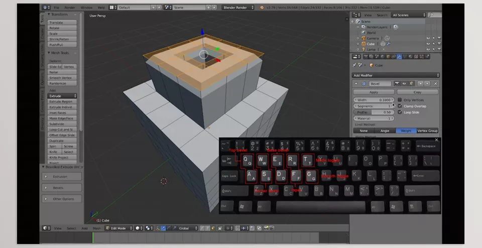 Bevelled Extrude - With the aid of this tool, obtaining dynamic twisted forms is child's play.