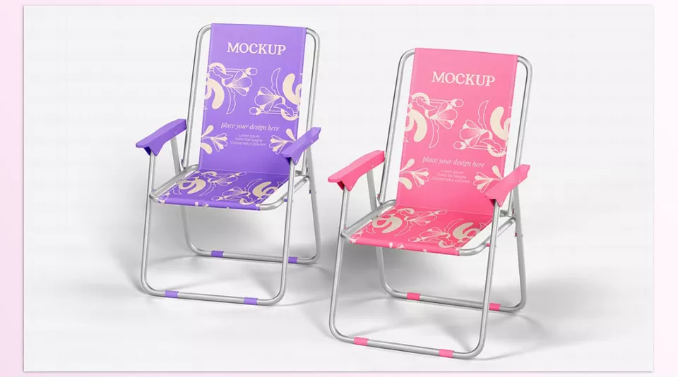 Creative Market - Beach Chair Mockup Set - Effortlessly transform your branding on these high-resolution mockups.