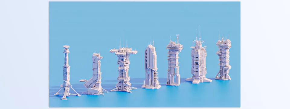 Sci-Fi Futuristic Military Buildings Pack - Sci-fi structures and their potential in creative projects know no bounds.
