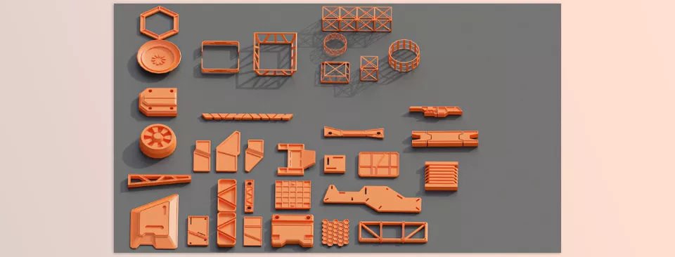 Sci-Fi Buildings Modular Kitbash Pack - Modular building components are capable of transforming your creative vision.