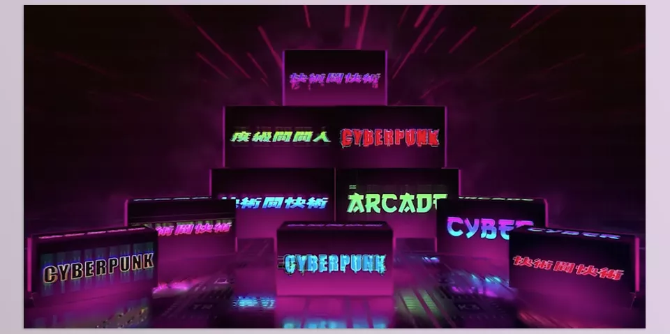 Cyberpunk HUD 2 - Vibrant overlays and animated titles transforming raw footage into cinematic visuals.