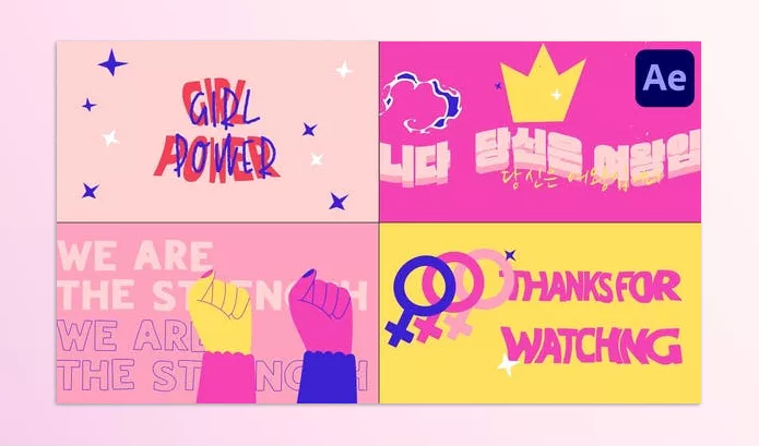 Videohive – Girl Power Typography Scenes for After Effects Download 51236598