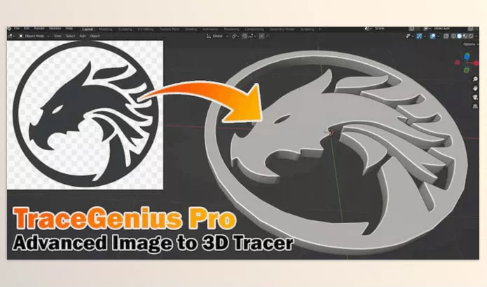 Blender – Tracegenius Pro Download v3.2 (Advanced 2D Image To 3D Mesh Tracer)