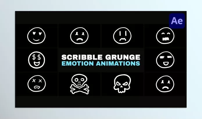 Videohive – Minimal Scribble Grunge Emotion Animations After Effects Download 53579327