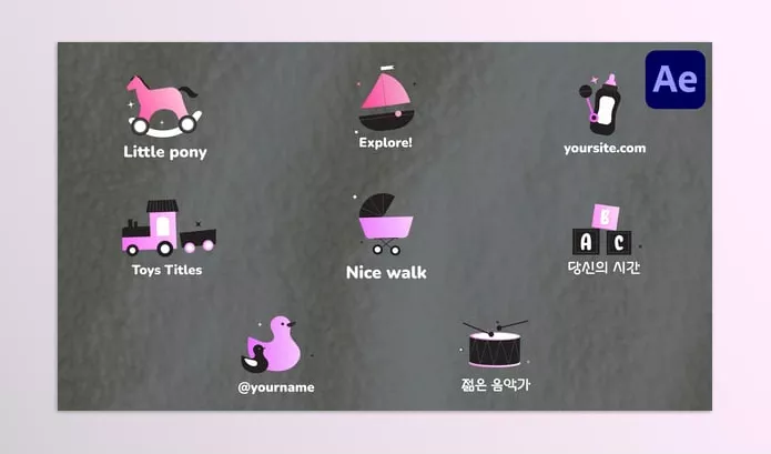 Videohive – Kids And Toys Icons And Titles for After Effects Download 53551439
