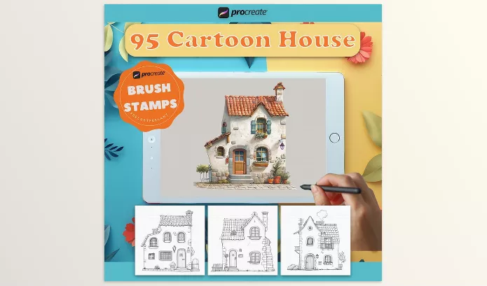 Etsy – Cartoon House 95 Procreate Stamps Download