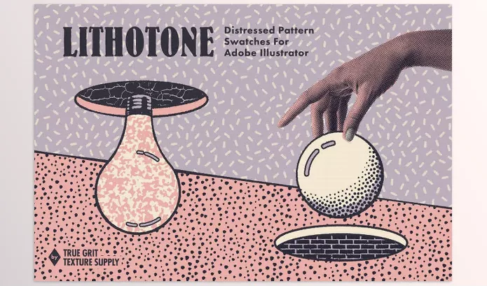 True Grit Texture Supply – Lithotone for Illustrator Download (Distressed Pattern Swatches for Illustrator)