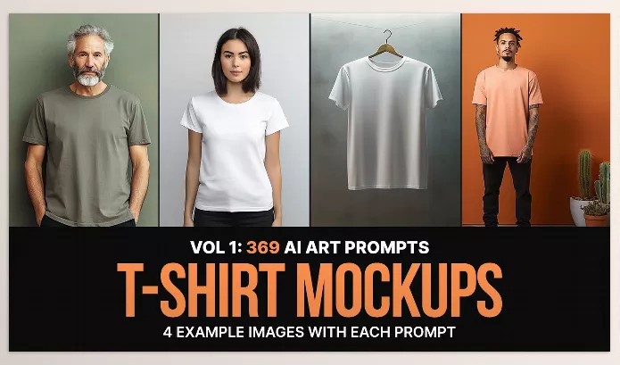 Sevenstyles – 369 Midjourney Prompts for T-Shirt Mockups Download